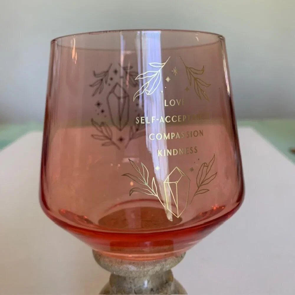 Rose Crystal Healing Drinking Glass DT Wand Love Acceptance Compassion Kindness